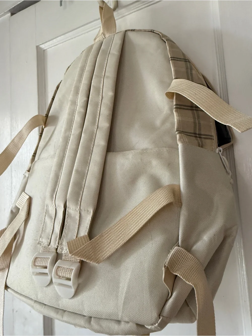Beige Plaid FASHION Backpack